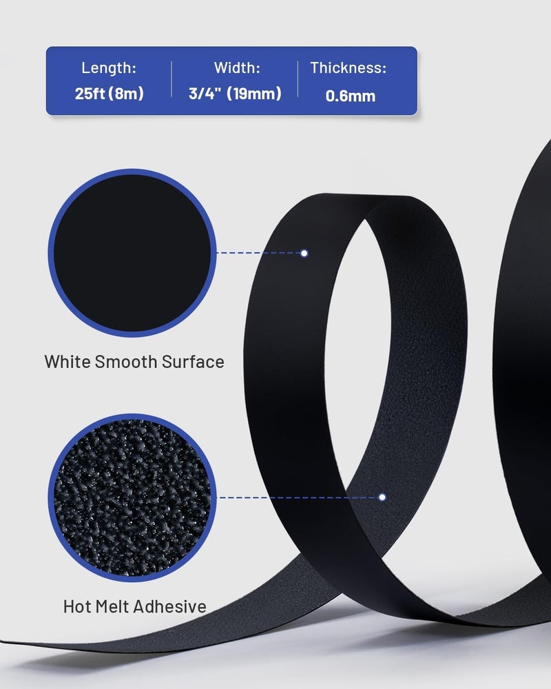 FAKILO Melamine Edge Banding Black 3/4 inch x 25 ft Veneer Edging Easy Application Iron on Edge Banding Tape for Cabinet Plywood Repairs Furniture Restoration - Image 3